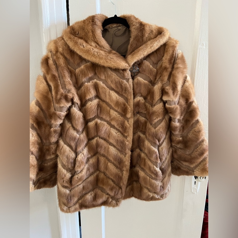 Mink chevron coat